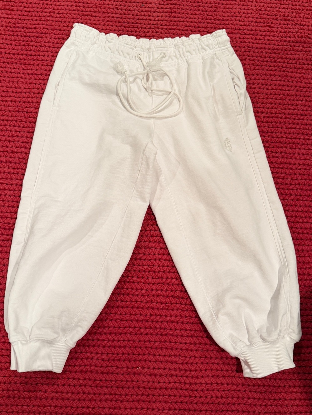 Free people women’s White Drawstring Jogger capri Pants